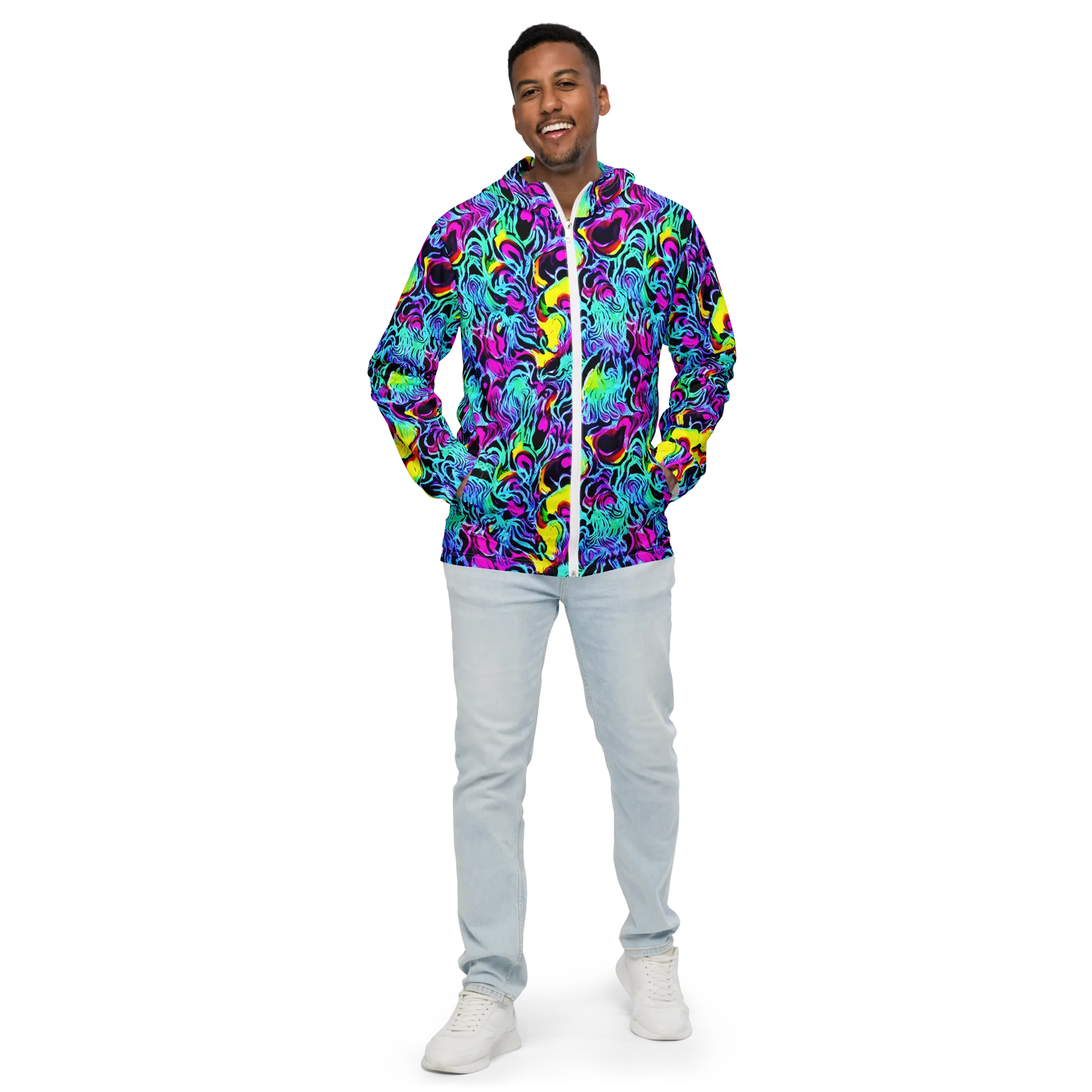 Fluoro Fever on Men's Windbreaker — Front