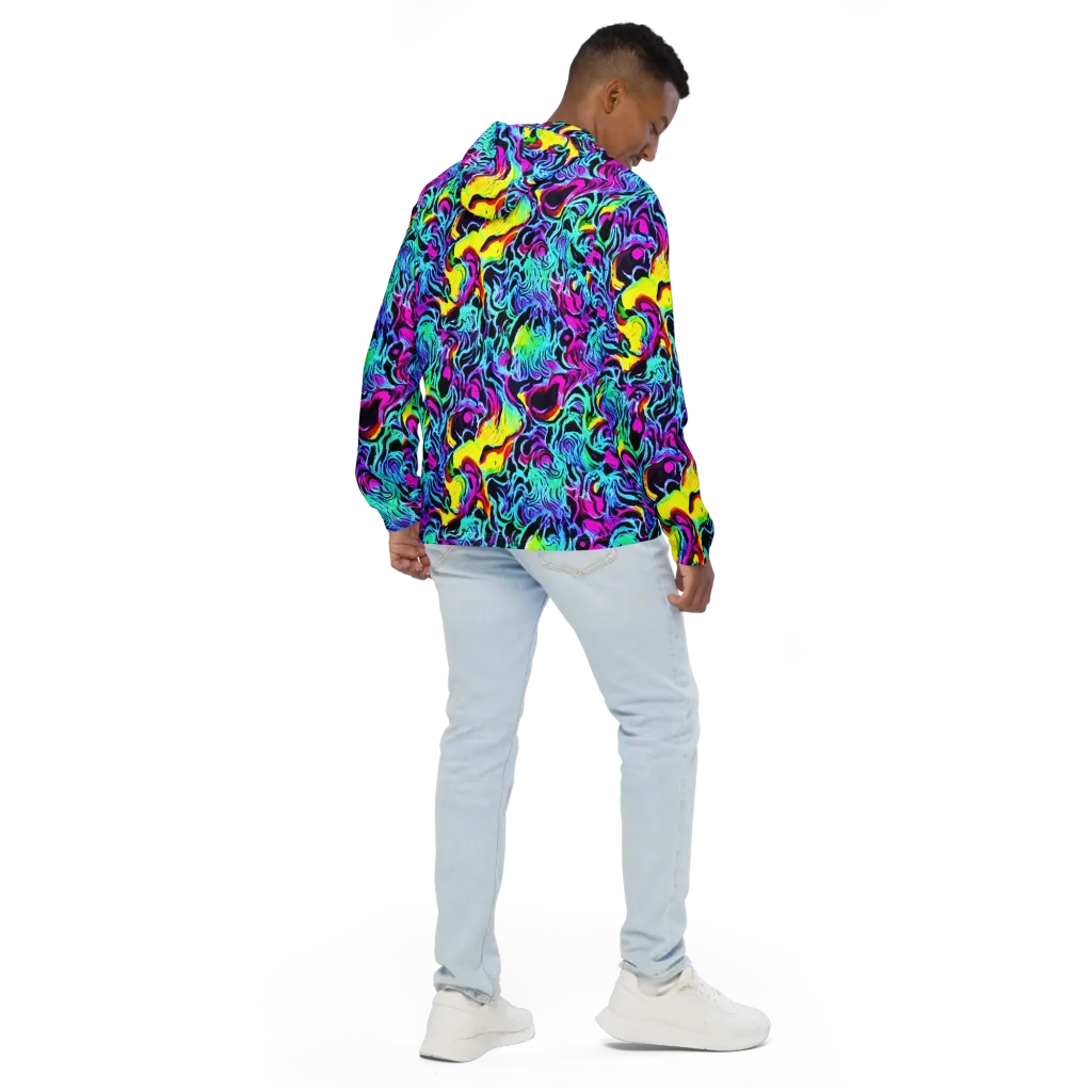 Fluoro Fever on Men's Windbreaker — Back