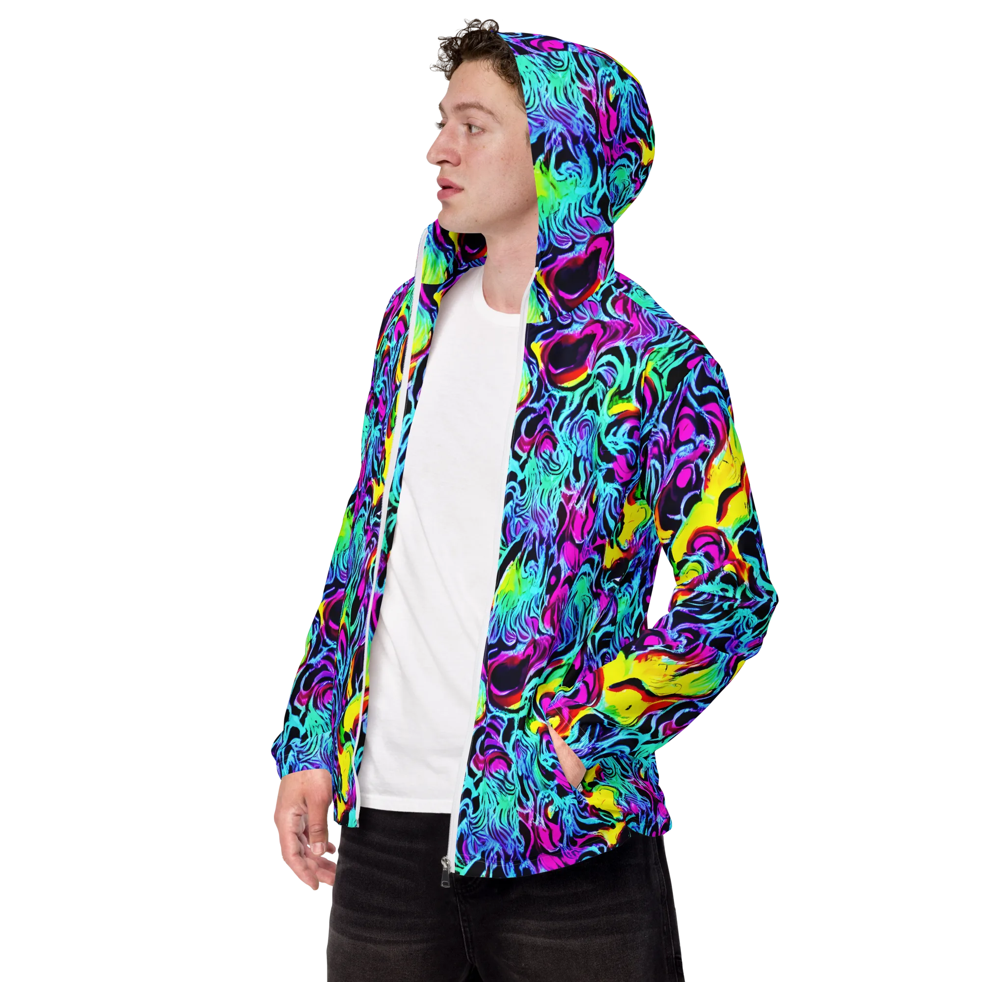 Fluoro Fever on Men's Windbreaker — Left Front