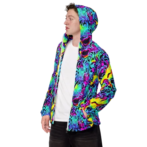 Fluoro Fever on a Men's Windbreaker