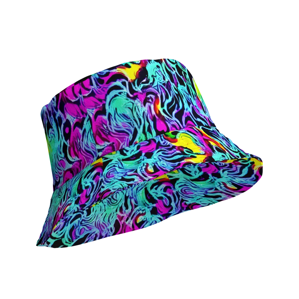 Fluoro Fever on Reversible Bucket Hat — Product details Outside