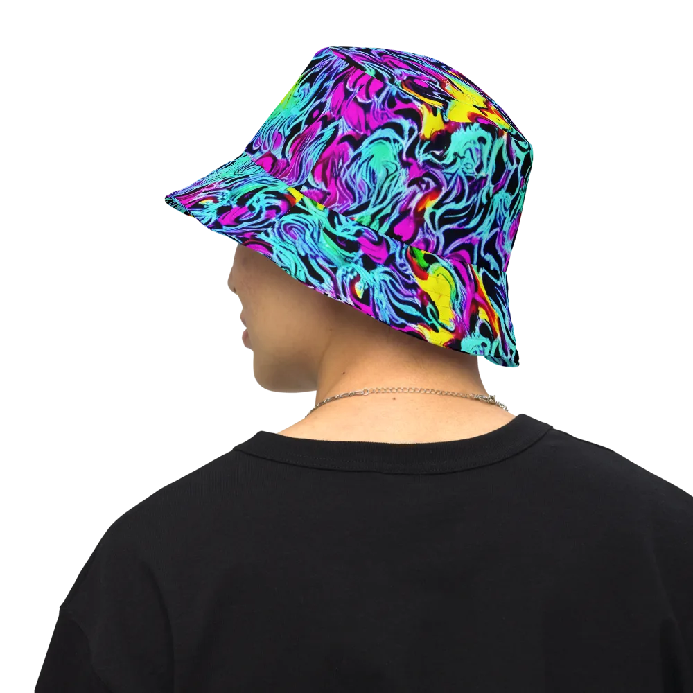 Fluoro Fever on Reversible Bucket Hat — Back Inside