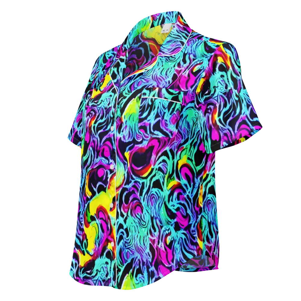 Fluoro Fever on Women's Short Sleeve Pajama Top — Left Front