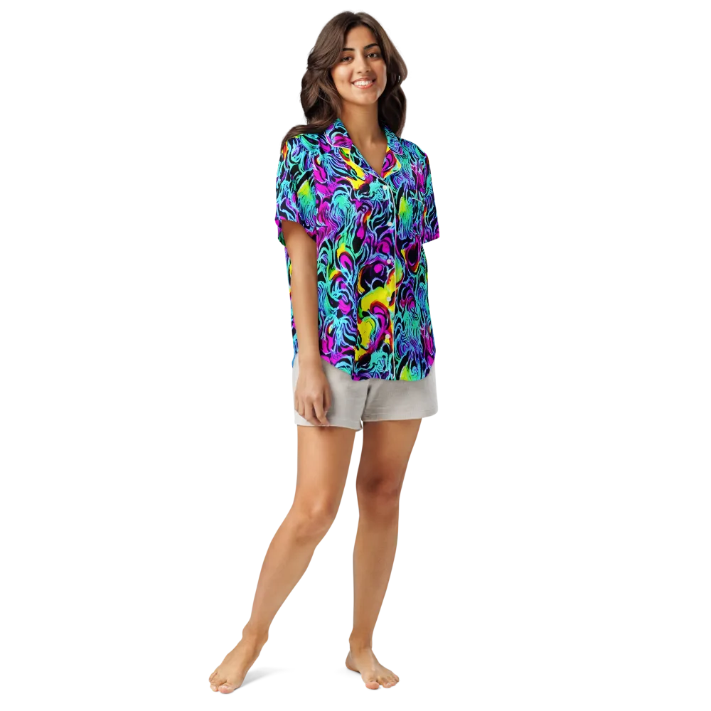 Fluoro Fever on Women's Short Sleeve Pajama Top — Front