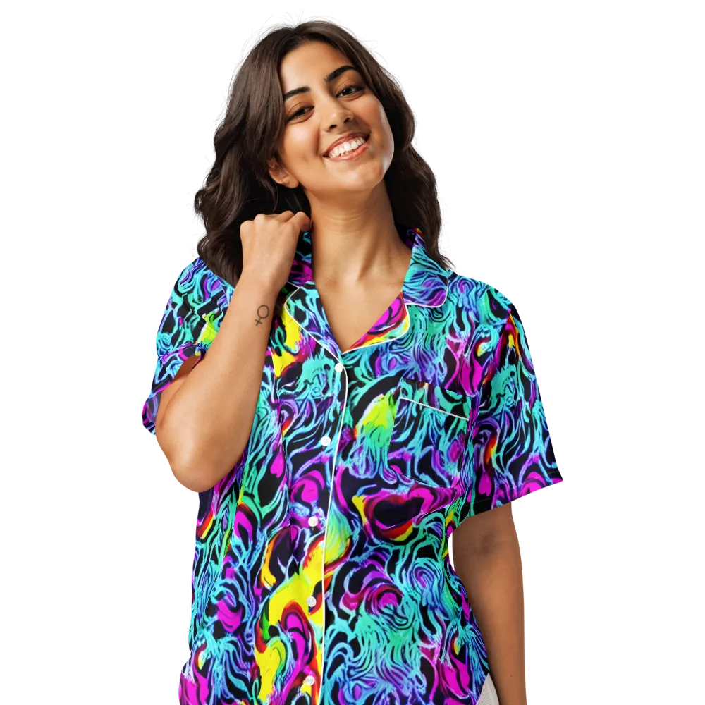 Fluoro Fever on Women's Short Sleeve Pajama Top — Front