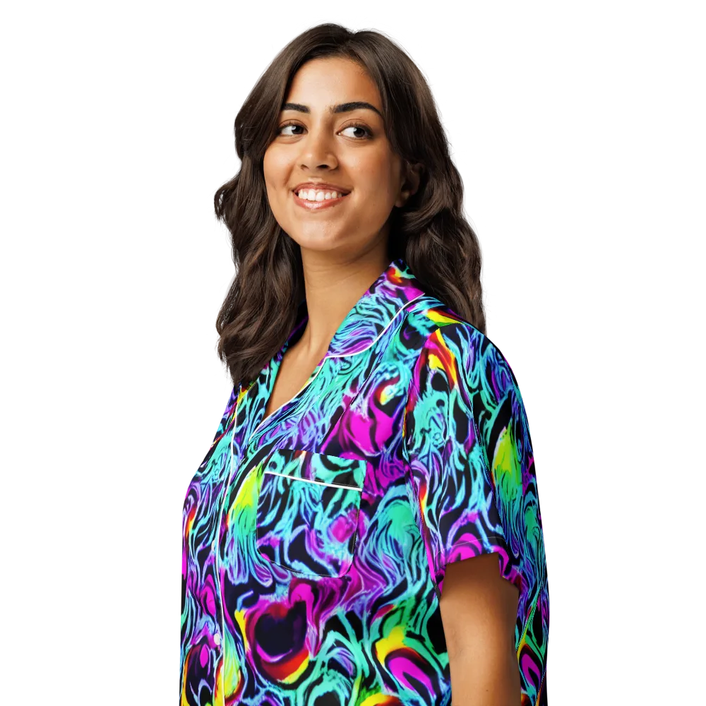 Fluoro Fever on Women's Short Sleeve Pajama Top — Left Front