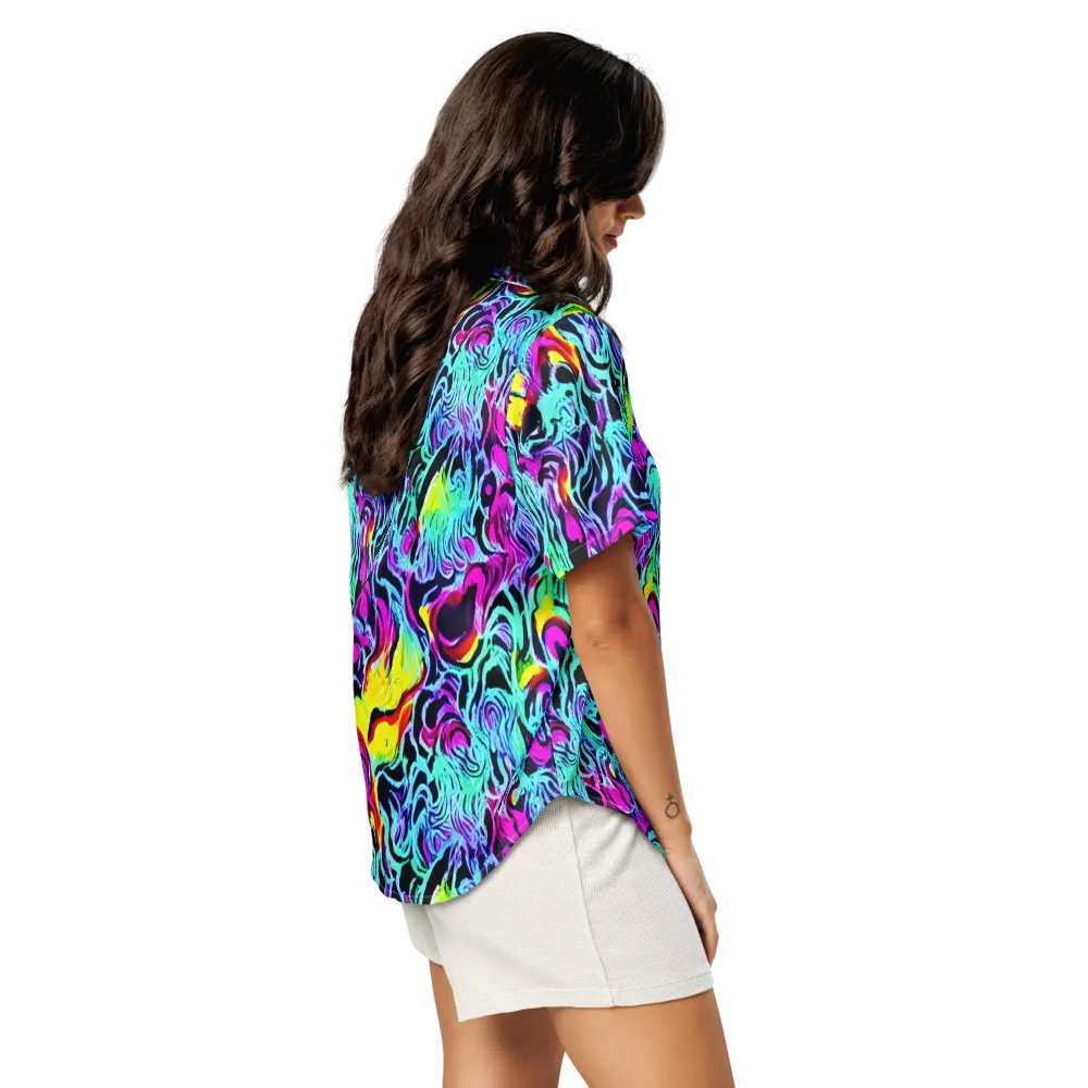 Fluoro Fever on Women's Short Sleeve Pajama Top — Right Back