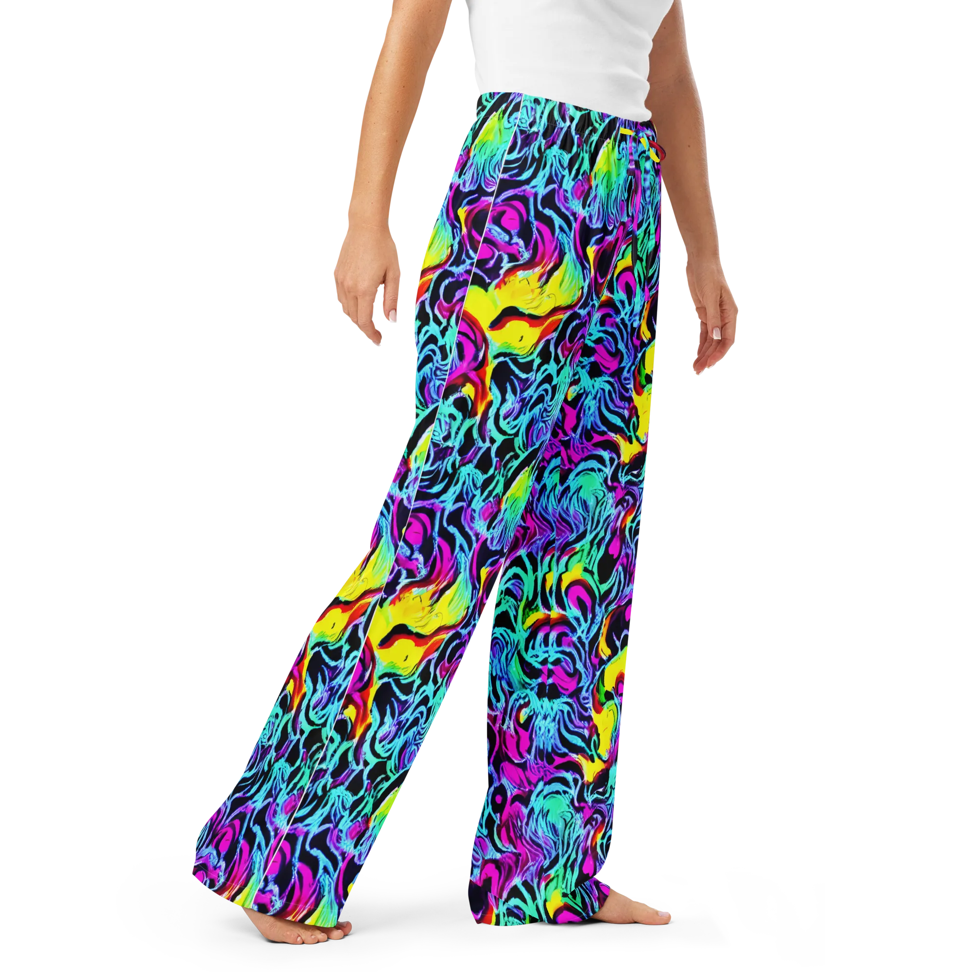 Fluoro Fever on Women's Pajama Pants — Right Front
