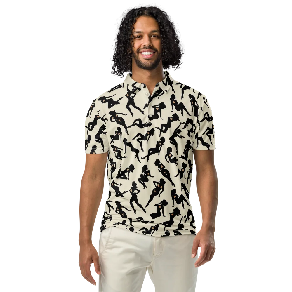 Ink Ballet on Men's Slim Fit Polo Shirt — Front