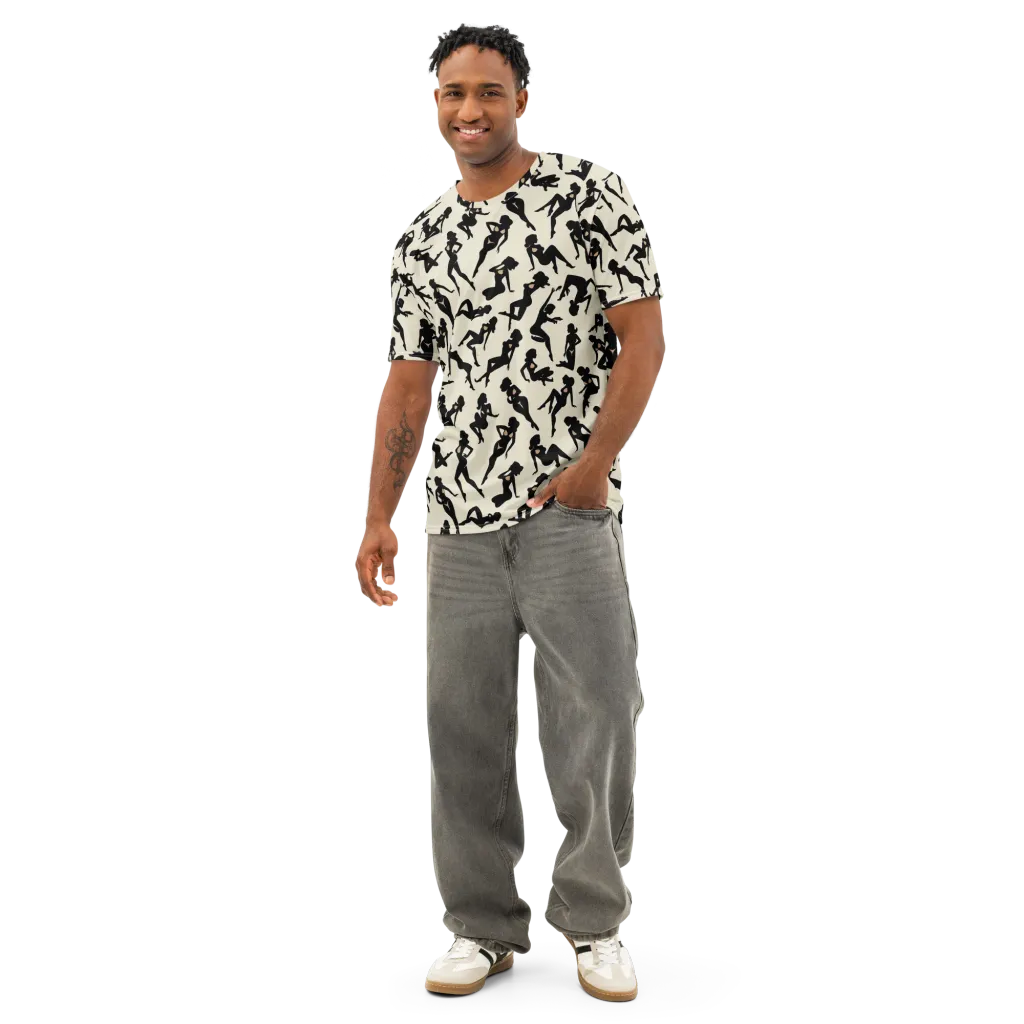 Ink Ballet on Men's Cotton Crew Neck T-Shirt — Front