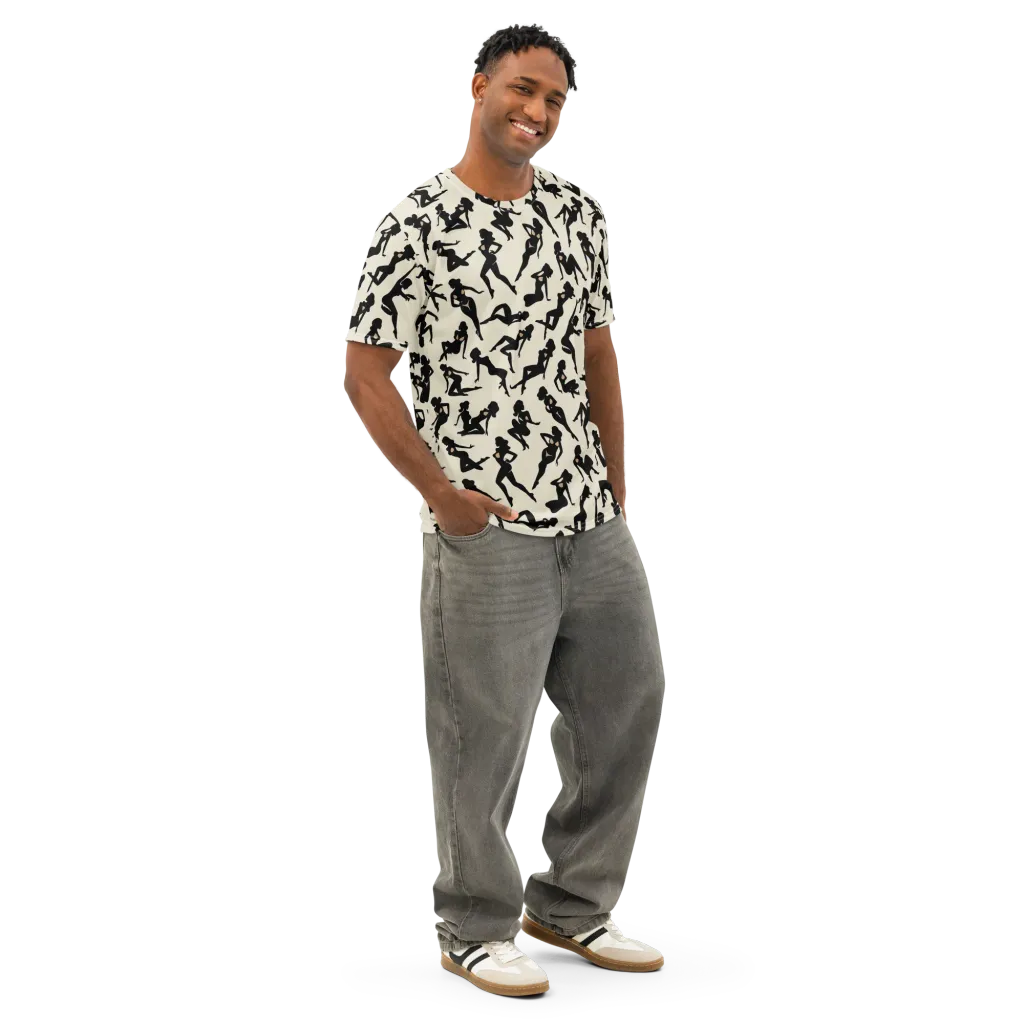 Ink Ballet on Men's Cotton Crew Neck T-Shirt — Right Front