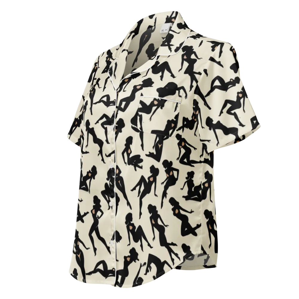 Ink Ballet on Women's Short Sleeve Pajama Top — Left Front