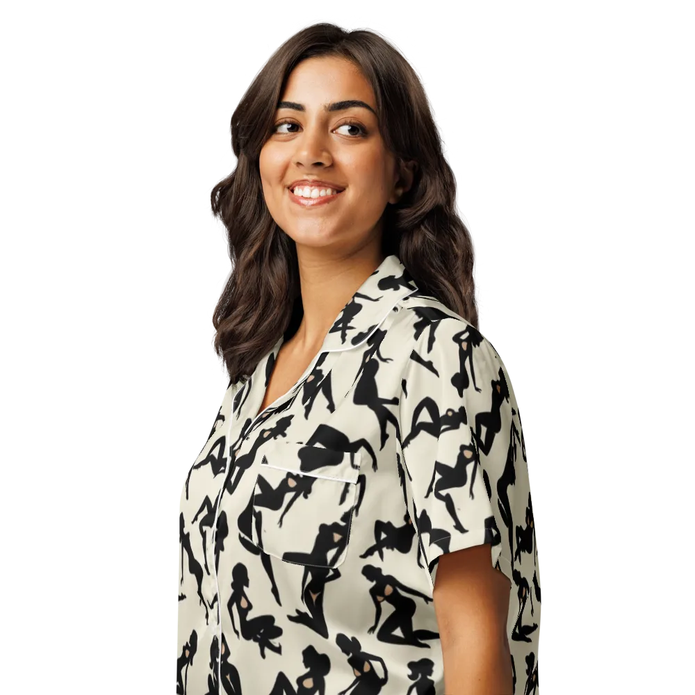 Ink Ballet on Women's Short Sleeve Pajama Top — Left Front