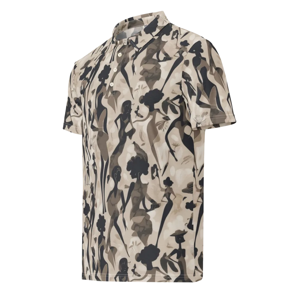 Café Silhouette on Men's Slim Fit Polo Shirt — Left Front
