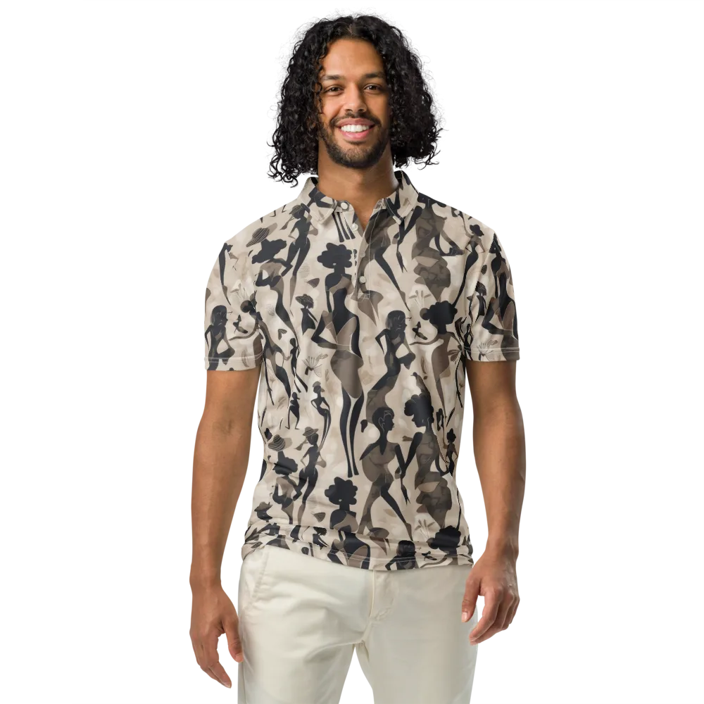 Café Silhouette on Men's Slim Fit Polo Shirt — Front