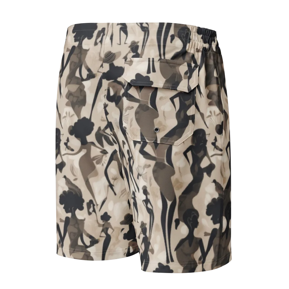 Café Silhouette on Men's Board Shorts — Back