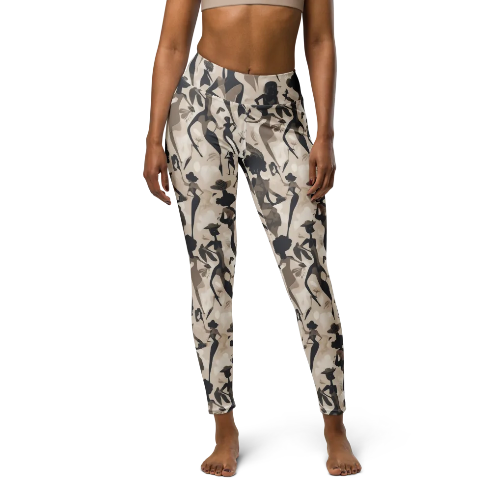 Café Silhouette on Yoga Leggings — Front