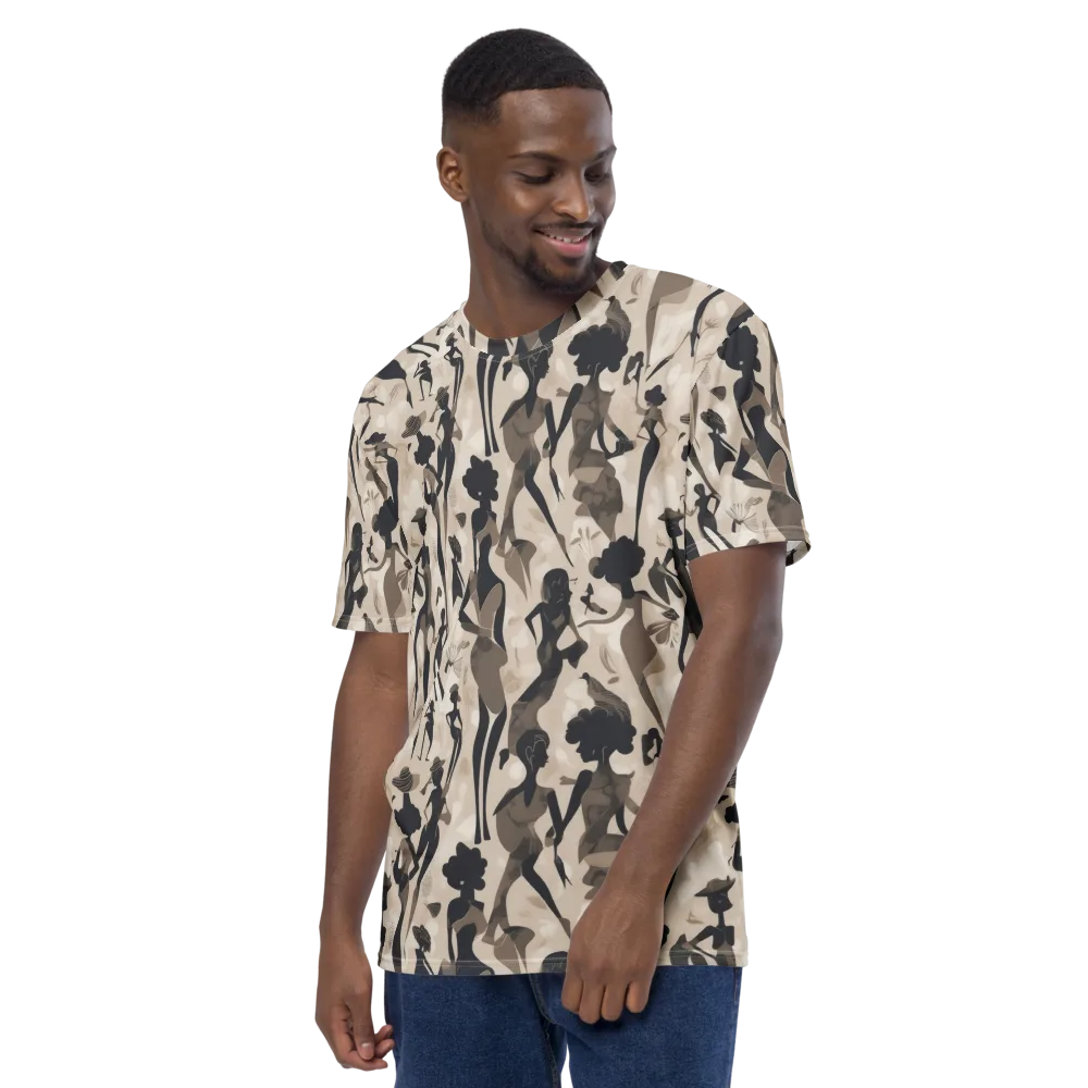Café Silhouette on Men's Crew Neck T-Shirt — Left