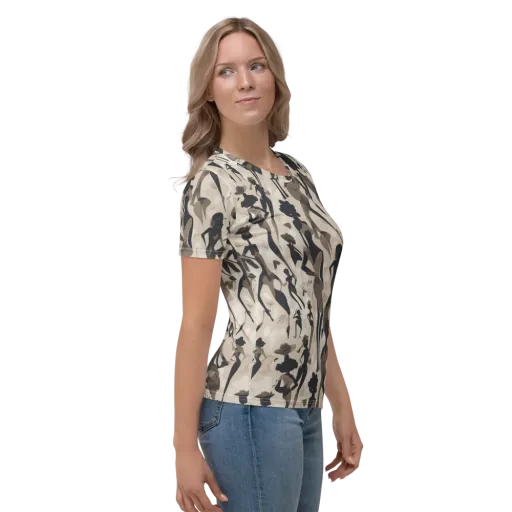 Café Silhouette on a Women's Crew Neck T-Shirt