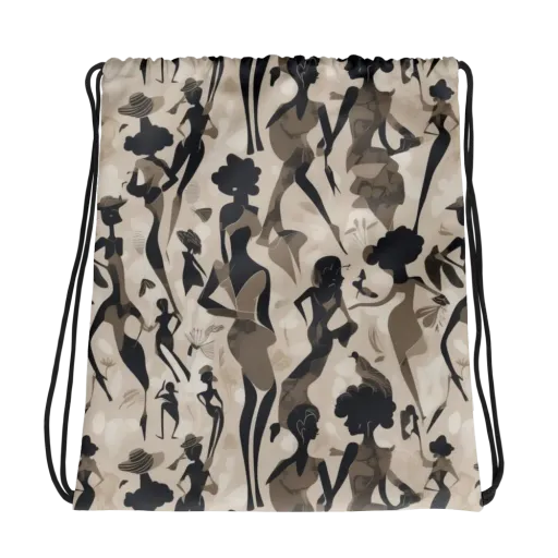 Café Silhouette on a Drawstring Bag