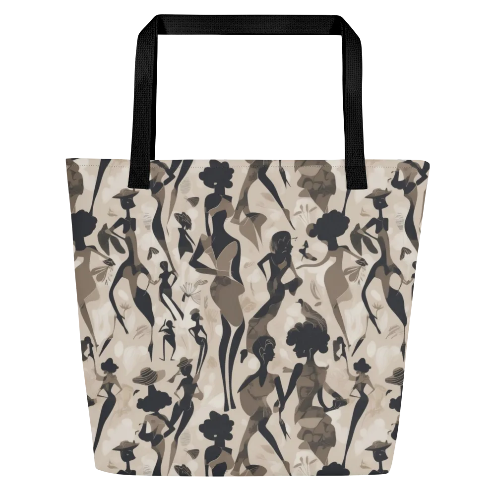 Café Silhouette on Large Tote Bag W/ Pocket — Front