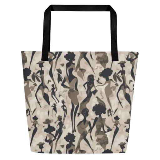 Café Silhouette on a Large Tote Bag W/ Pocket