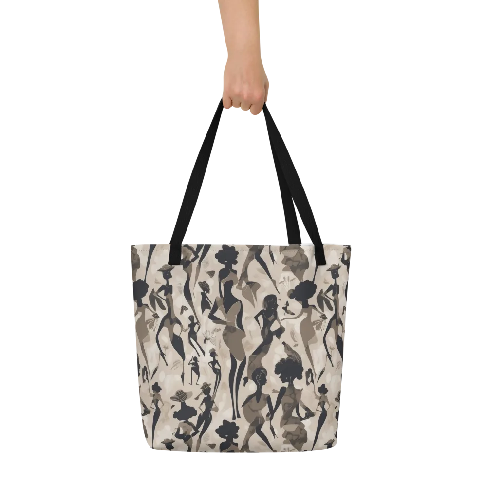 Café Silhouette on Large Tote Bag W/ Pocket — Front