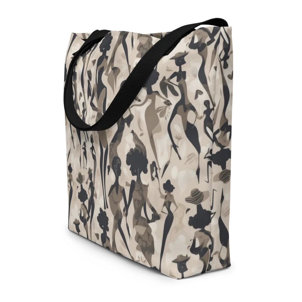 Café Silhouette on Large Tote Bag W/ Pocket — Front