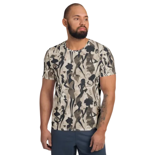 Café Silhouette on a Men's Athletic T-Shirt