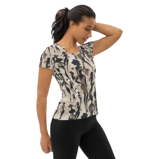 Café Silhouette on a Women's Athletic T-Shirt