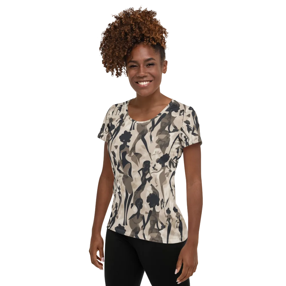 Café Silhouette on Women's Athletic T-Shirt — Left
