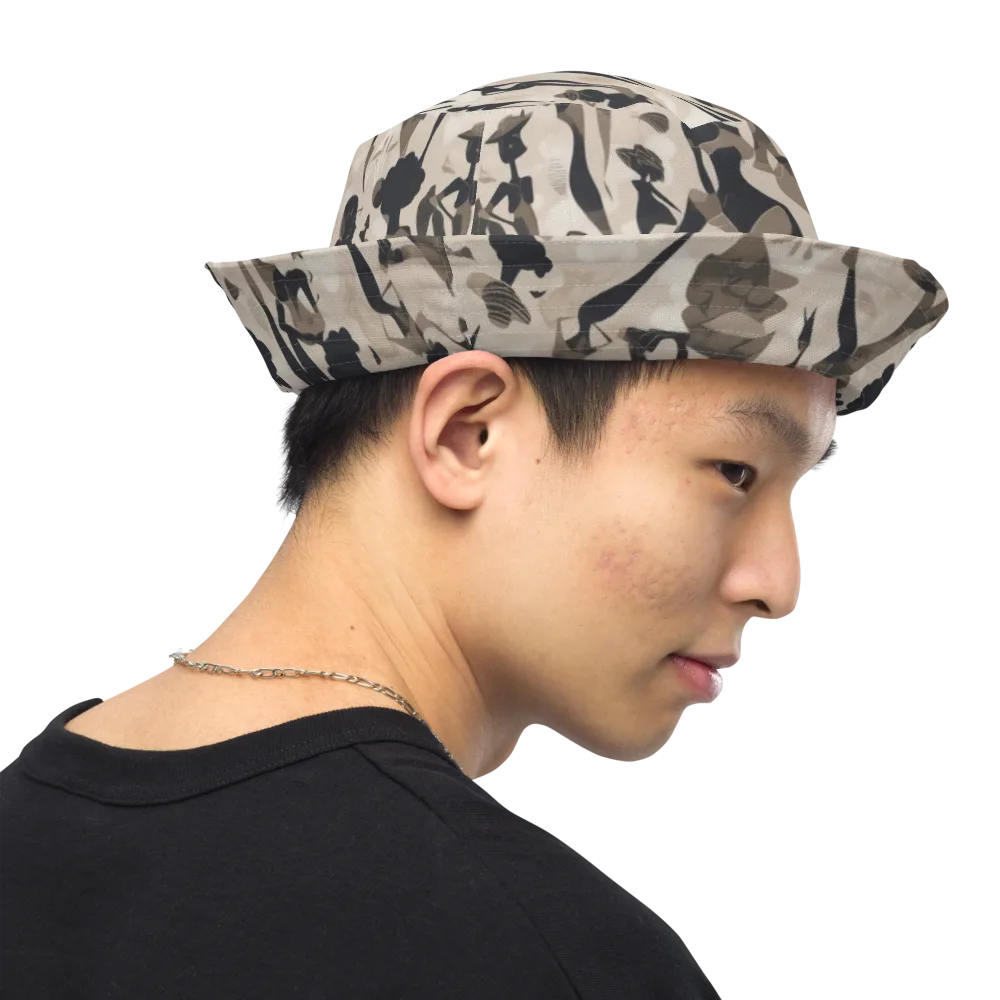 Café Silhouette on Reversible Bucket Hat — Right Outside