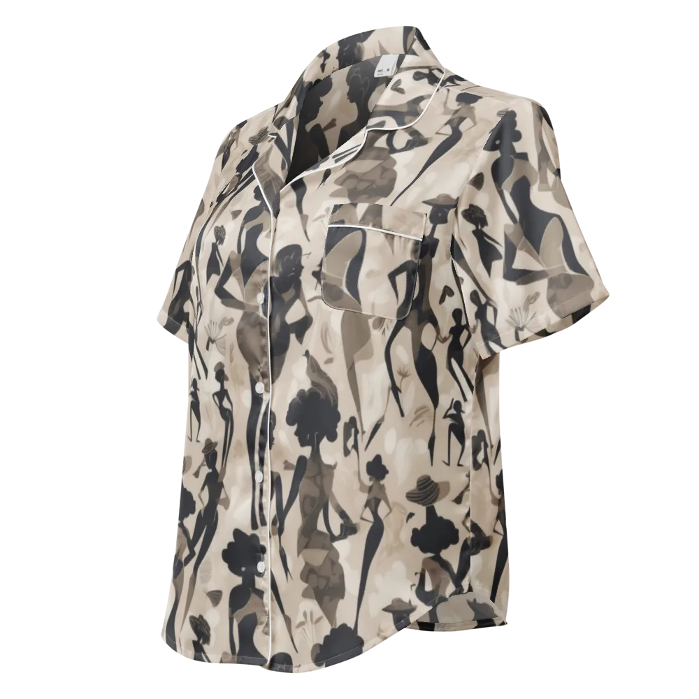 Café Silhouette on Women's Short Sleeve Pajama Top — Left Front