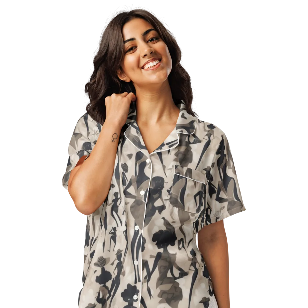 Café Silhouette on Women's Short Sleeve Pajama Top — Front