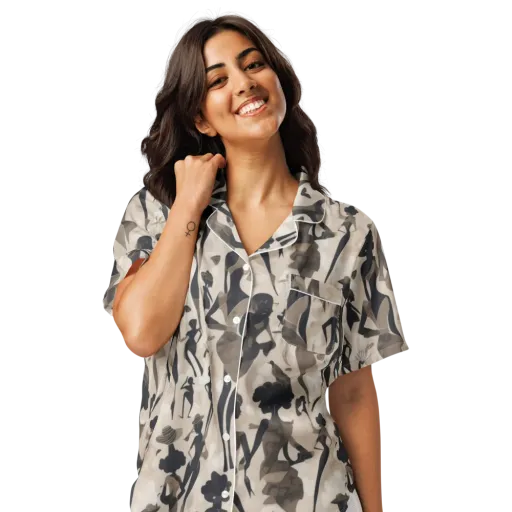 Café Silhouette on a Women's Short Sleeve Pajama Top