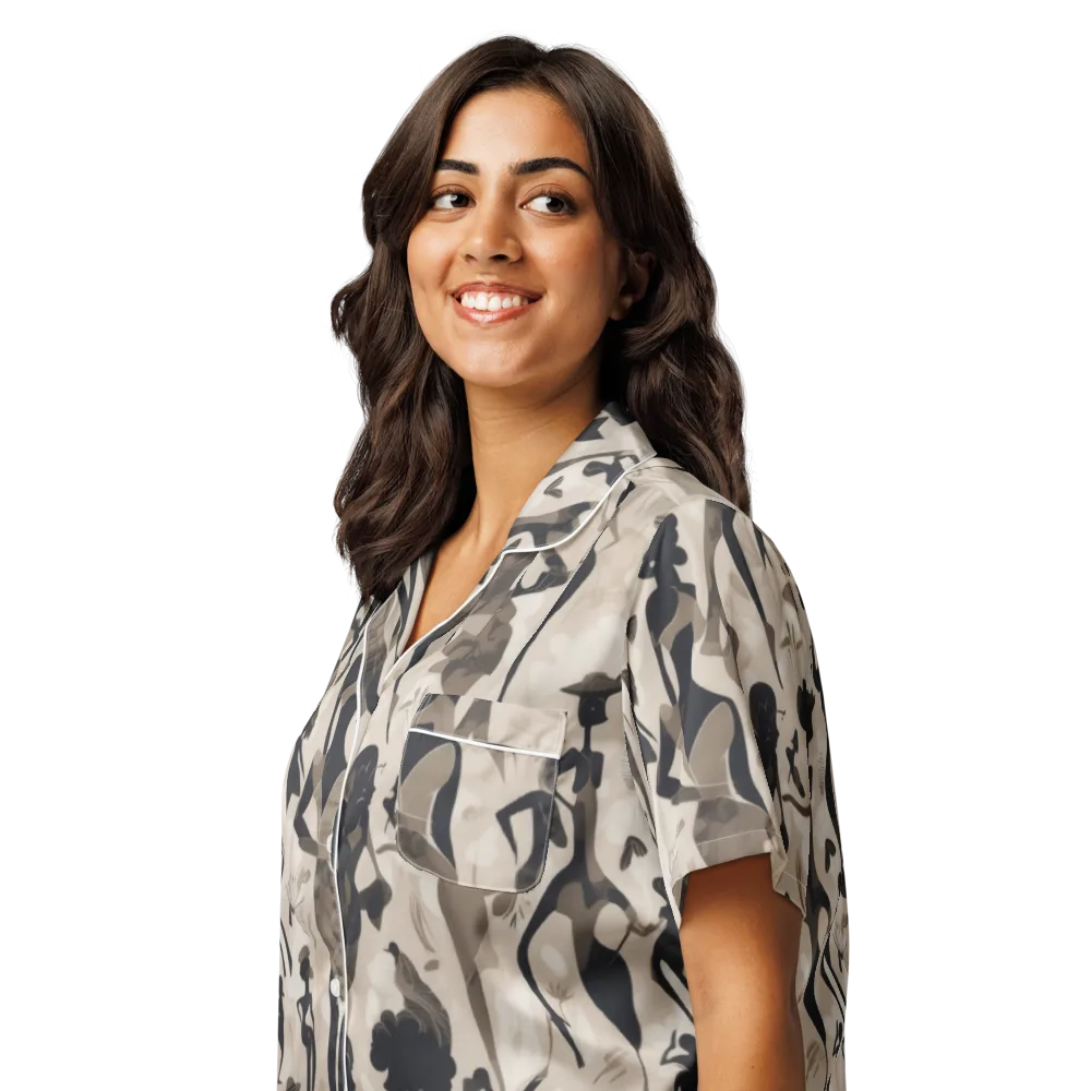 Café Silhouette on Women's Short Sleeve Pajama Top — Left Front