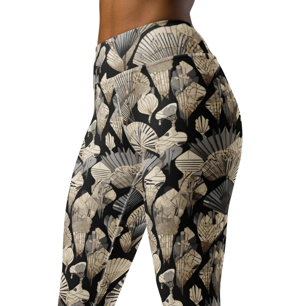 Midnight Fans on Yoga Leggings — Left Front