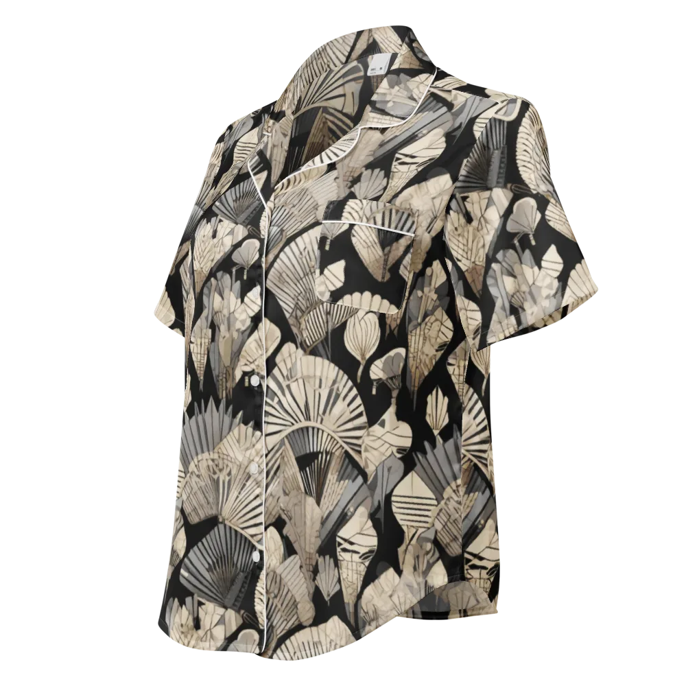 Midnight Fans on Women's Short Sleeve Pajama Top — Left Front