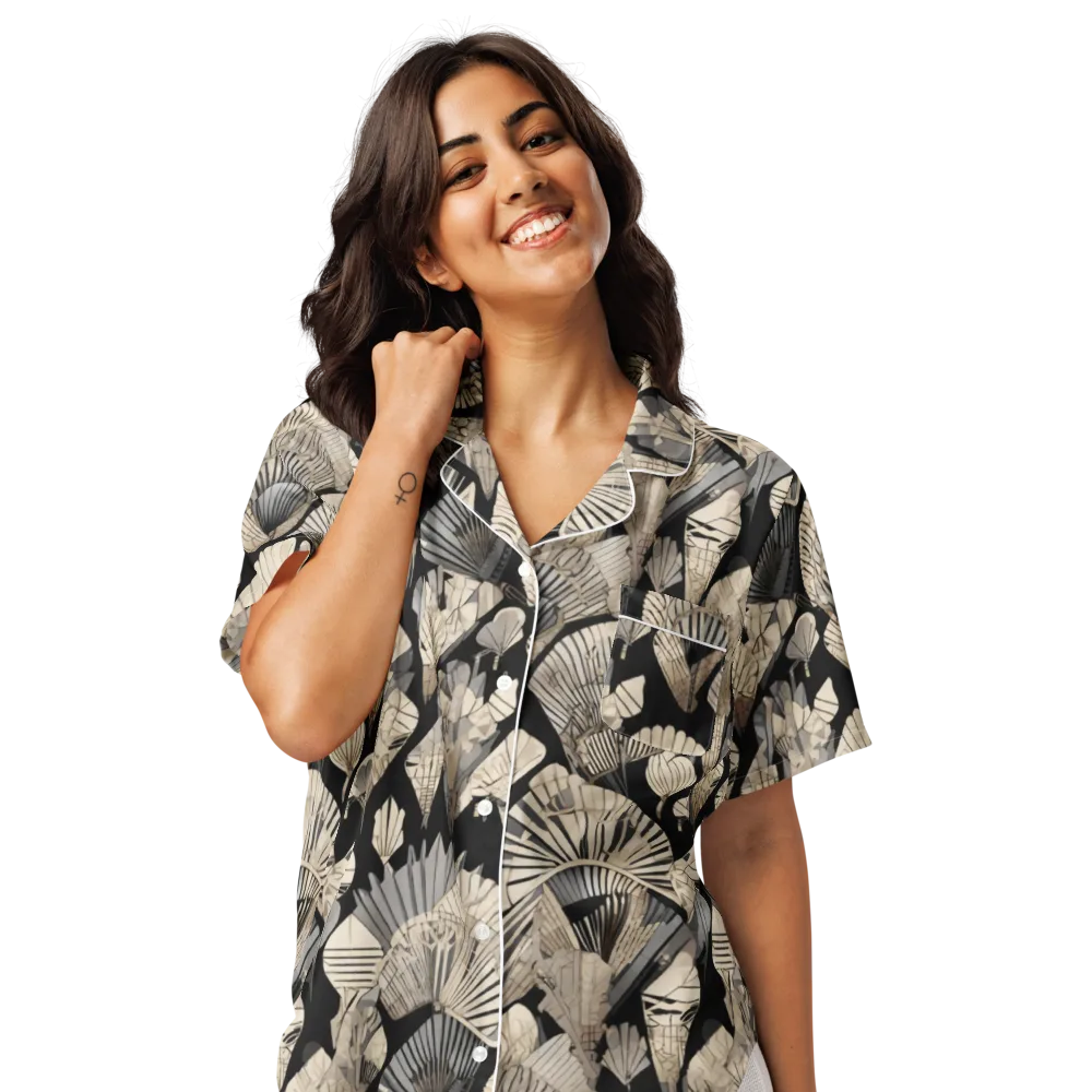 Midnight Fans on Women's Short Sleeve Pajama Top — Front