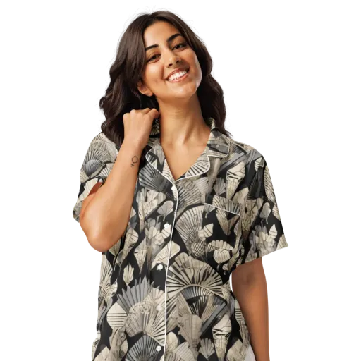 Midnight Fans on a Women's Short Sleeve Pajama Top