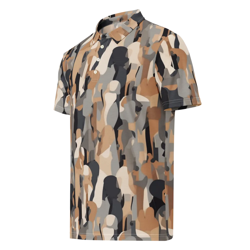 Abstract Assembly on Men's Slim Fit Polo Shirt — Left Front