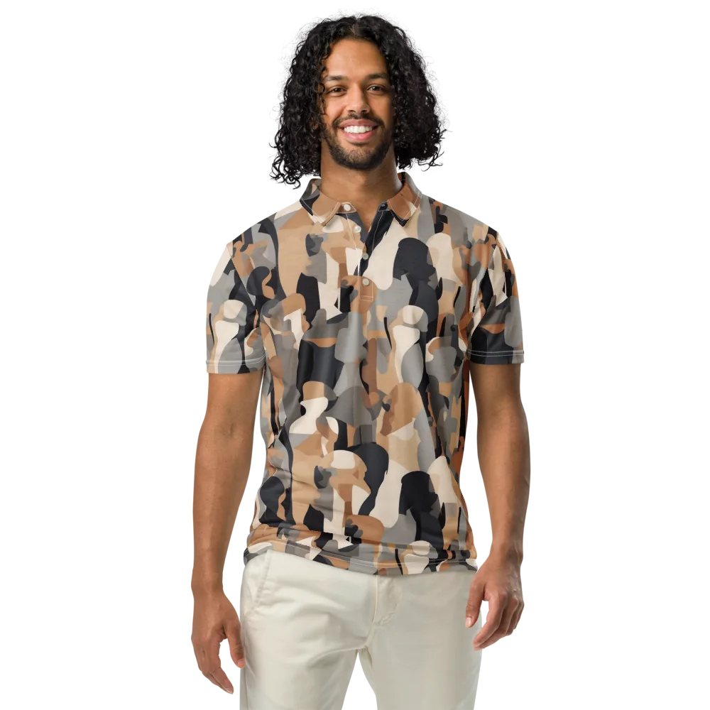 Abstract Assembly on Men's Slim Fit Polo Shirt — Front