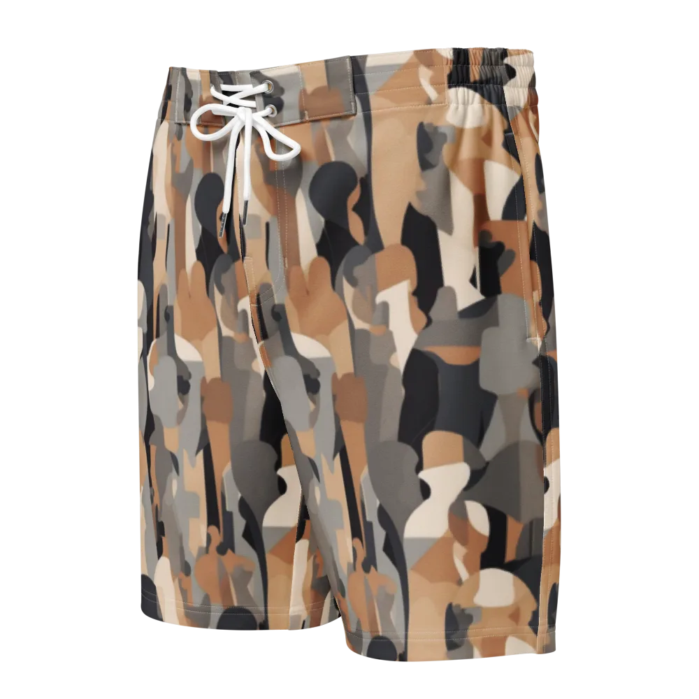 Abstract Assembly on Men's Board Shorts — Front