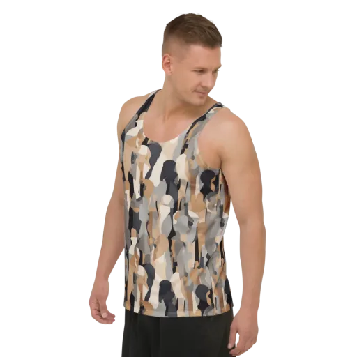 Abstract Assembly on a Men's Tank Top