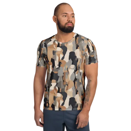 Abstract Assembly on a Men's Athletic T-Shirt