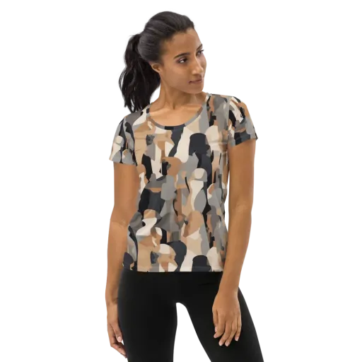 Abstract Assembly on a Women's Athletic T-Shirt