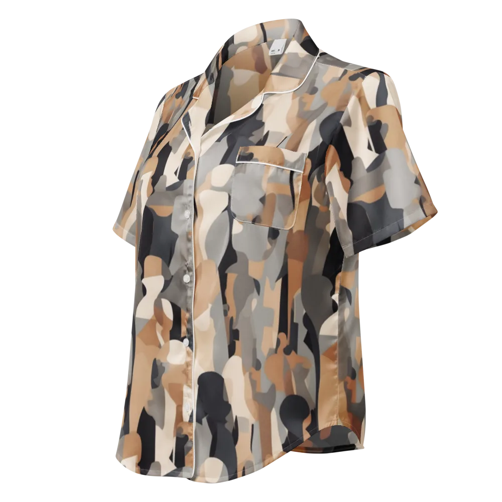Abstract Assembly on Women's Short Sleeve Pajama Top — Left Front