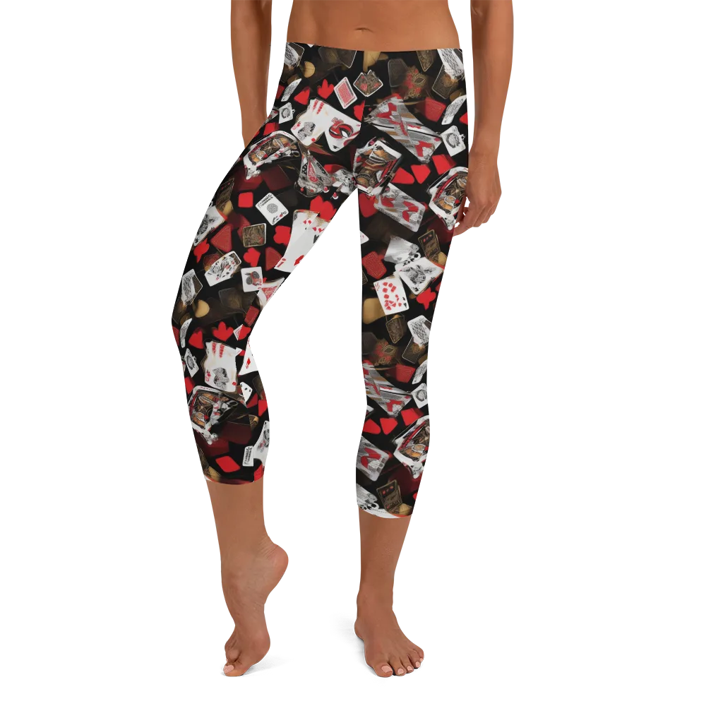 Royal Shuffle on Capri Leggings — Front