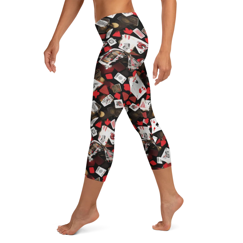 Royal Shuffle on Capri Leggings — Left