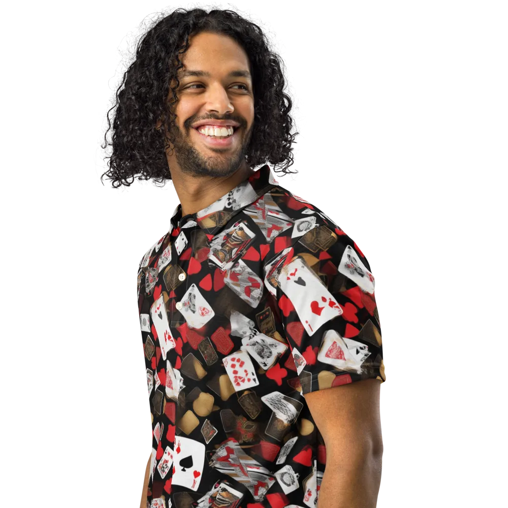 Royal Shuffle on Men's Slim Fit Polo Shirt — Left Front